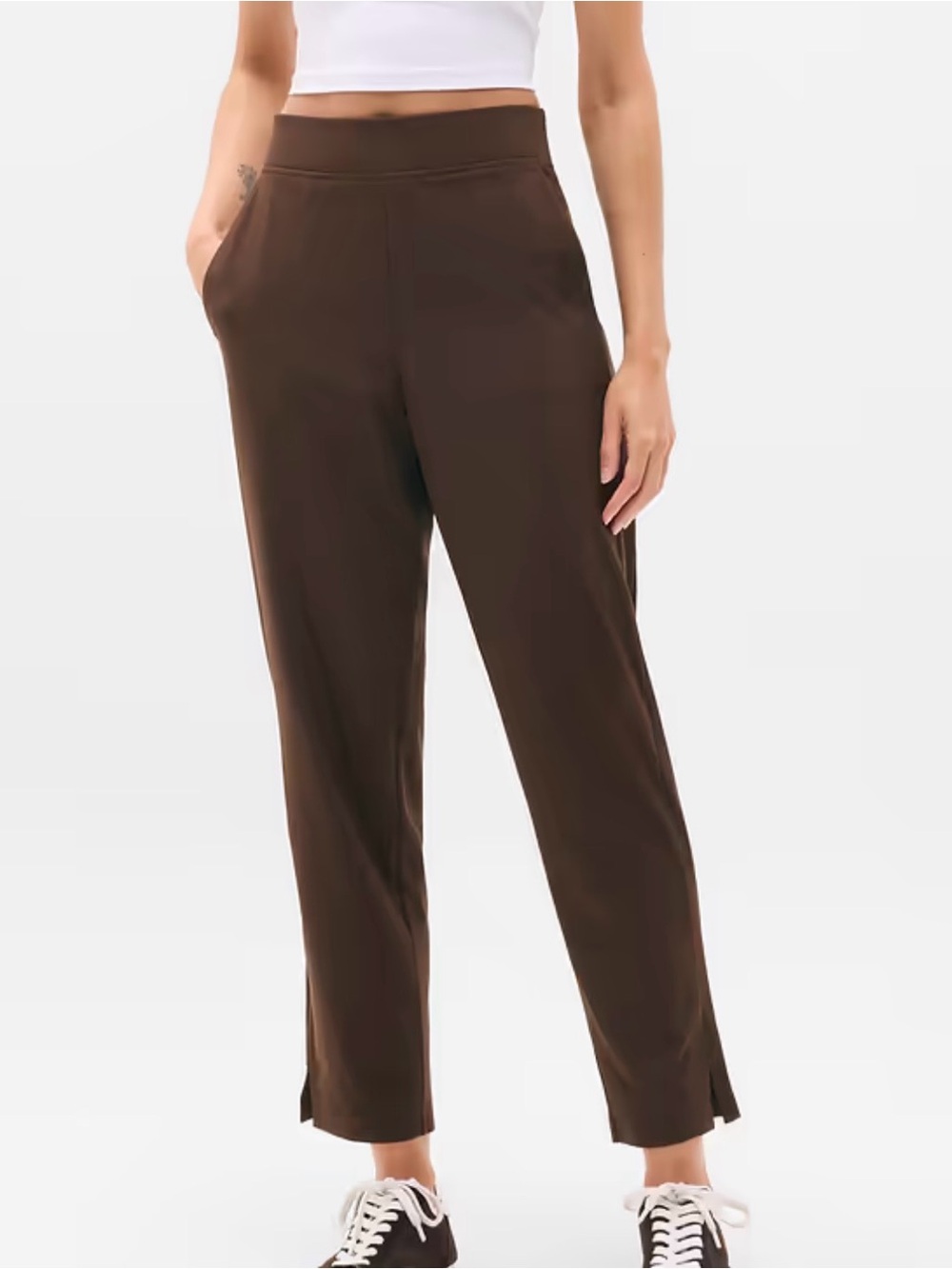 Athleta Brooklyn Ankle Pants Brown size 14 Mid Rise